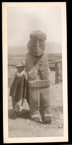 View of a Large Sculpted Figure, with a Man Standing Next to It, 1896 by Byron Company